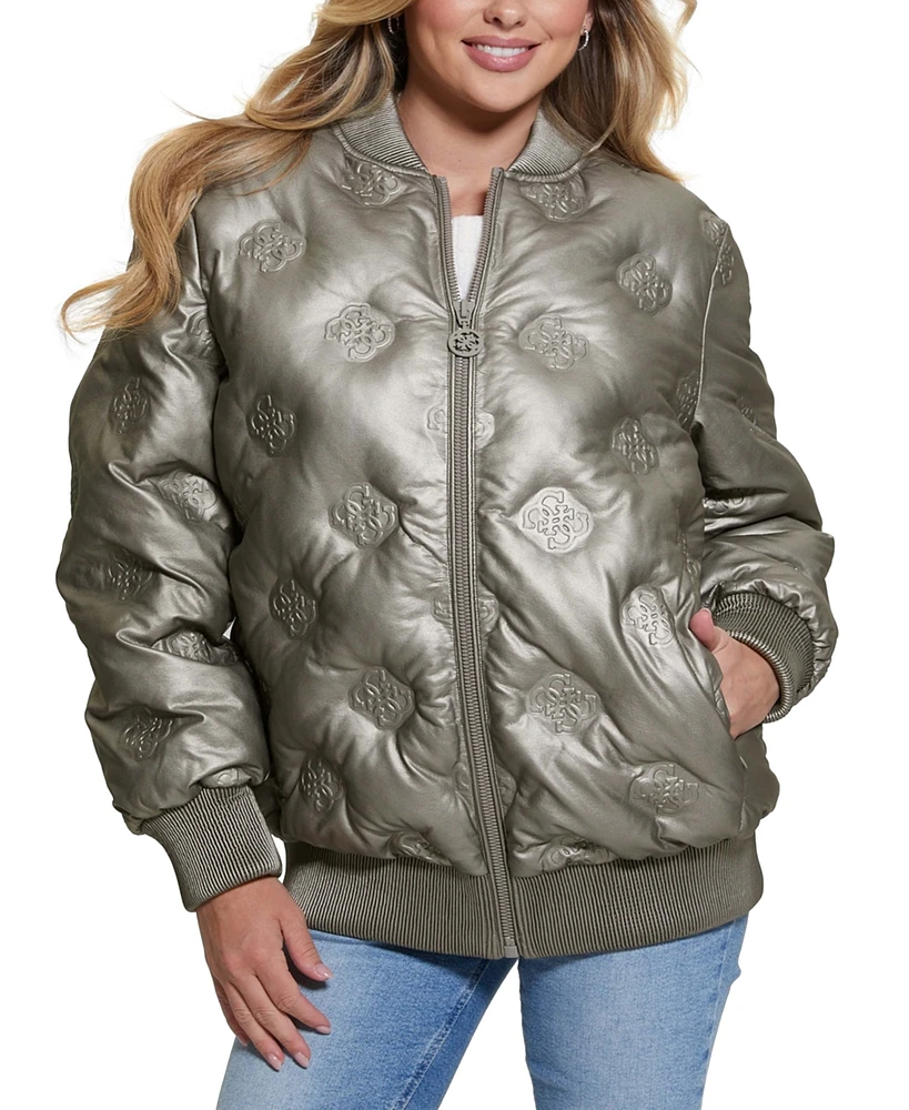 Guess Women's Marianne Peony Long Bomber Jacket