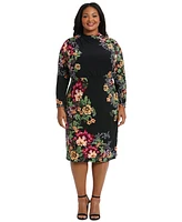 London Times Plus Size Drapey Mock Neck Jersey Dress