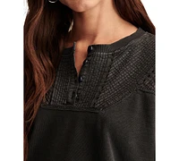 Lucky Brand Women's Pintucked-Yoke Henley Sweatshirt