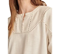 Lucky Brand Women's Pintucked-Yoke Henley Sweatshirt