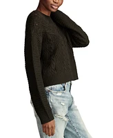 Lucky Brand Women's Open-Knit-Yoke Crewneck Sweater