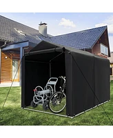 Sugift 7 x 5.2FT Storage Shelter Outdoor Bike Tent with Waterproof Cover and Zipper Door-Gray