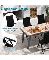Sugift Outdoor Dining Chair with Soft Padded Seat and 7-Position Adjustable Backrest