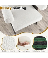 Sugift Upholstered Armchair with Natural Rubber Wood Legs and Sponge Padded Seat