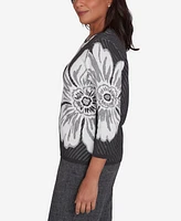 Alfred Dunner Petite Worth Avenue Floral Textured Sweater