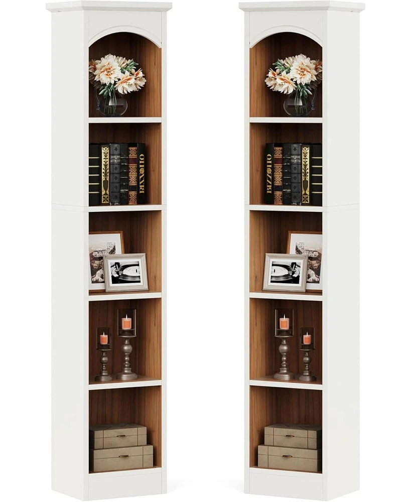 Tribesigns 70.9-Inch Tall Narrow Bookcase Set of 2, 5