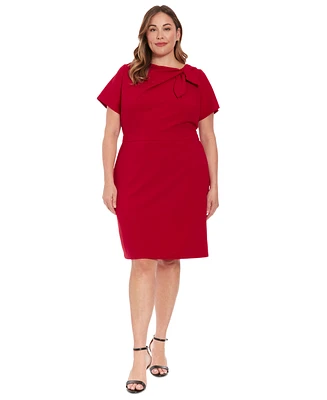 London Times Plus Bow-Neck Sheath Dress