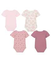 Calvin Klein Baby Girl 4-Pack Floral Multi Logo Short Sleeve Bodysuits