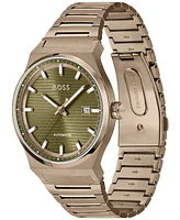 Hugo Boss Men's Candor Auto Mech-Automatic Ionic Plated Beige Gold Steel Watch 41mm - Gold