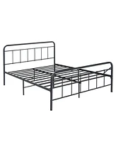 Gymax Queen Size Heavy Duty Metal Bed Frame Headboard Platform Mattress Foundation