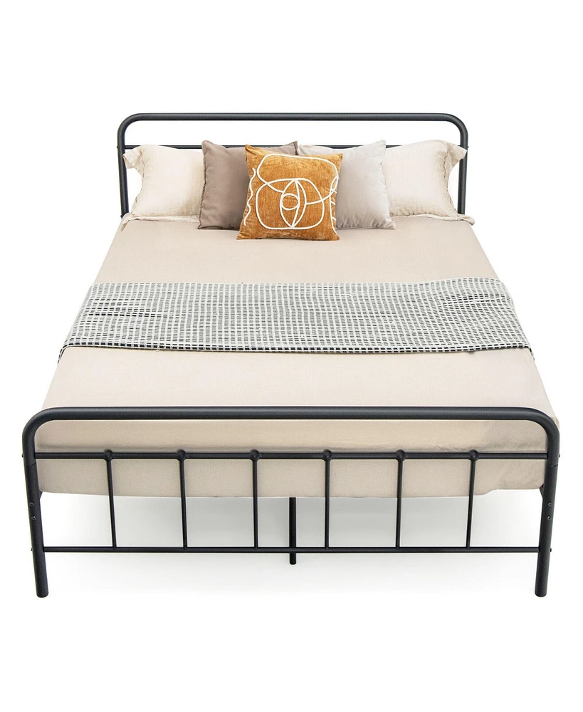 Gymax Queen Size Heavy Duty Metal Bed Frame Headboard Platform Mattress Foundation