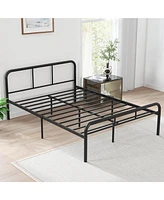 Gymax Full Size Bed Frame Metal Platform Bed Base w/ Headboard & Footboard Black