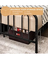Gymax Stylish Queen Size Metal Bed Frame Platform Bed Base w/ Headboard & Footboard