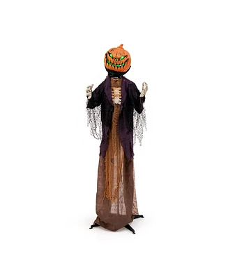 Skonyon 5.6 Feet Halloween Animated Standing Pumpkin Scarecrow