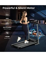 Skonyon Folding Treadmill with 12 Preset Programs and Lcd Display-Black