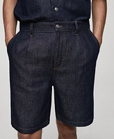 Mango Men's Cotton Denim Effect Bermuda Shorts