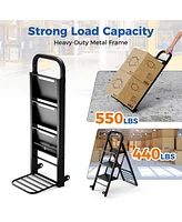 Skonyon 2 in 1 Hand Truck and Ladder Combo with Rubber Wheels and Handle
