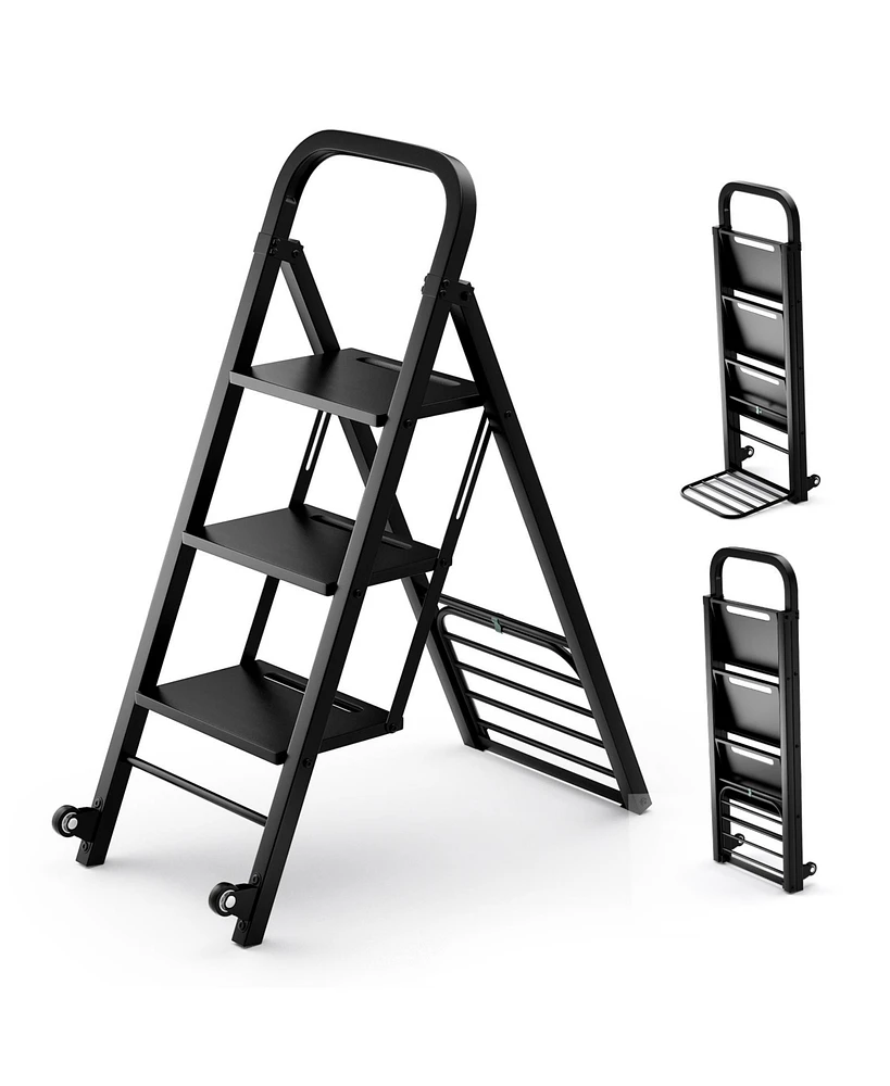 Skonyon 2 in 1 Hand Truck and Ladder Combo with Rubber Wheels and Handle