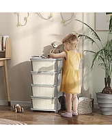 Qaba 30" 4 Tier Kids Storage Unit Dresser Tower,