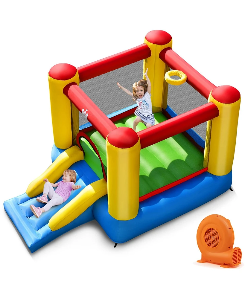 Costway Inflatable Bouncer Kids Slide Bounce House for Indoor Outdoor with 550W Blower