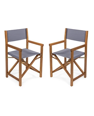 Jonathan Y Cukor Classic Vintage Outdoor Acacia Wood Folding Director Chair with Canvas Seat (Set of 2