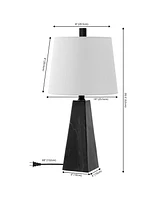 Jonathan Y Owen 20.5" Contemporary Resin Led Table Lamp, White Marble Finish (Set of 2)