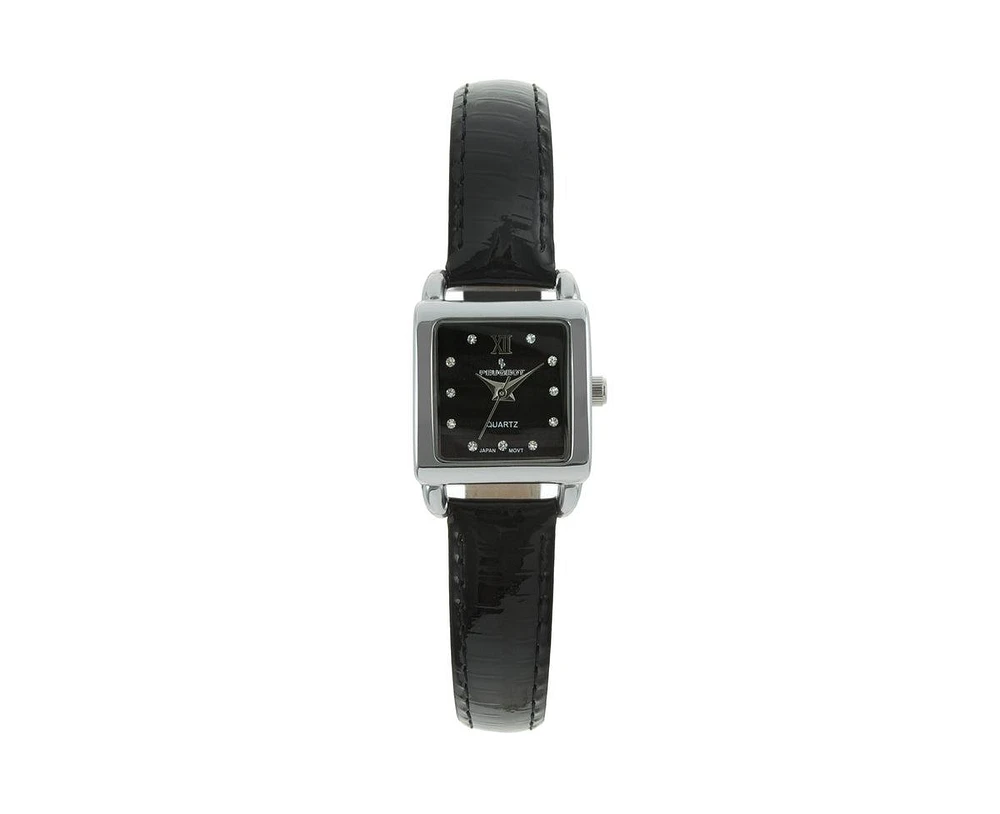 Peugeot Women's 20mm Square Watch with Glossy Leather Strap