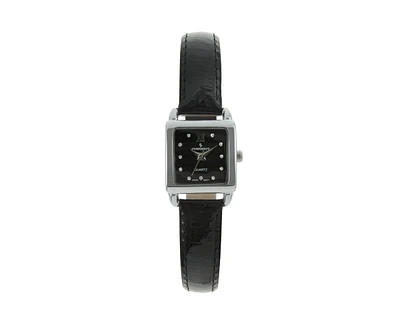 Peugeot Women's 20mm Square Watch with Glossy Leather Strap