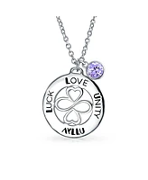 Bling Jewelry Ayllu Amulet Talisman Intertwine Symbol Heart Infinity Clover For Love Luck Unity Inspirational Words Round Disc Bff Pendant Necklace Fo