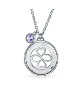 Bling Jewelry Ayllu Amulet Talisman Intertwine Symbol Heart Infinity Clover For Love Luck Unity Inspirational Words Round Disc Bff Pendant Necklace Fo