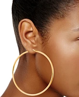 Polished Tube Extra-Large Hoop Earrings in 14k Gold-Plated Sterling Silver, 80mm