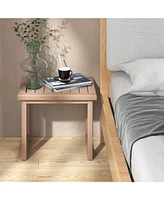 Skonyon Long Natural Wood Bath Spa Stool with Non-slip Foot Pads for Elderly