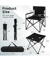 Sugift Outdoor Folding Camping Chairs and Table Set with Carrying Bag-Black