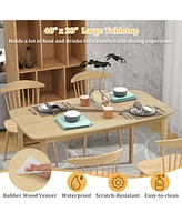 Sugift 48 Inch Solid Wood Dining Table with Rubber Wood Supporting Legs for Kitchen Dining Room-Natural