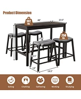 Sugift 5-Piece Dining Set with 4 Upholstered Stools