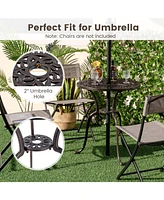 Skonyon 24 Inch Round Cast Aluminum Table Patio Dining Bistro Table with 2 Inch Umbrella Hole-Copper