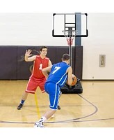 Sugift Basketball Hoop with 5.4-6.6FT Adjustable Height and 50 Inch Backboard-Black