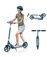 Skonyon Folding Aluminum Alloy Scooter with 3 Adjustable Heights-Blue