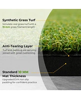 Skonyon Artificial Turf Mat for Indoor and Outdoor Golf Practice Includes 2 Rubber Tees and 2 Alignment Sticks-20mm