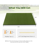 Skonyon Artificial Turf Mat for Indoor and Outdoor Golf Practice Includes 2 Rubber Tees and 2 Alignment Sticks-20mm