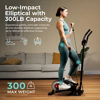 Sunny Health & Fitness Smart Compact Elliptical Cross Trainer with Handlebar and Exercise Bands, Magnetic Resistance, Bluetooth & SunnyFit App Connect