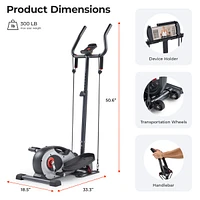 Sunny Health & Fitness Smart Compact Elliptical Cross Trainer with Handlebar and Exercise Bands, Magnetic Resistance, Bluetooth & SunnyFit App Connect
