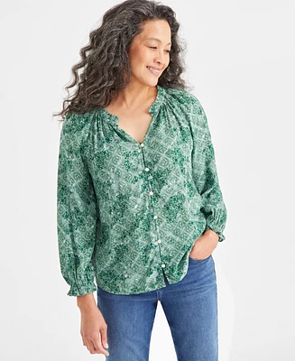 Style & Co Petite Pattern Woven Top, Created for Macy's