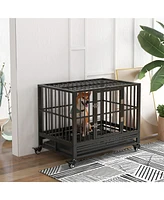 Streamdale Furniture 36" Heavy Duty Dog Crate with Wheels & Double Door