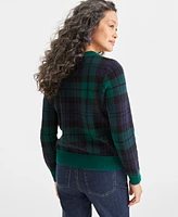 Style & Co Women's Plaid Crewneck Pullover Sweater, Created for Macy's