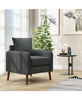 Sugift Fabric Upholstered Sofa Chair with Removable Back and Seat Cushions
