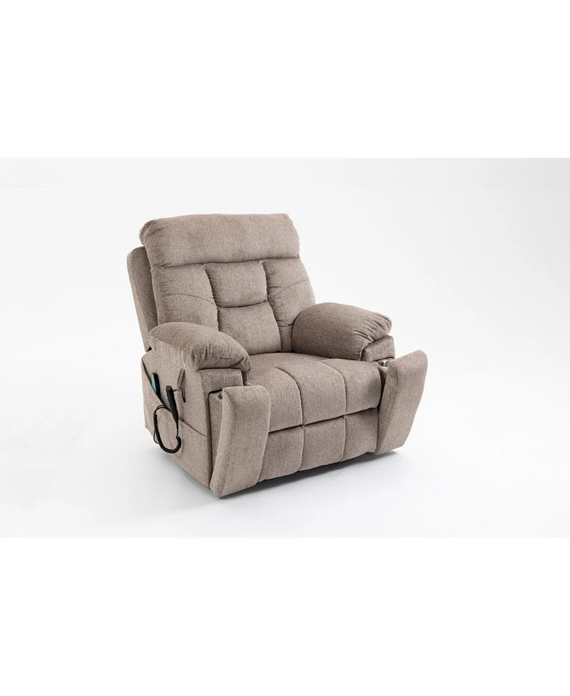 Simplie Fun Electric Lift Sofa with Massage, Tilt, and Cup Holders