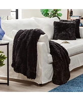 Chanasya Premium Throw Blanket & Pillow Cover - Long Faux Fur Fuzzy Sherpa (50" x 65”) 2 Covers (18" 18”)