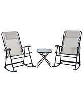 Streamdale Furniture 3-Piece Outdoor Rocking Chair Set with Glass Table