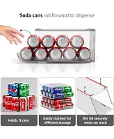 Sorbus 4-Pack Clear Plastic Soda Can Organizer with Lid - Holds 9 Cans Each